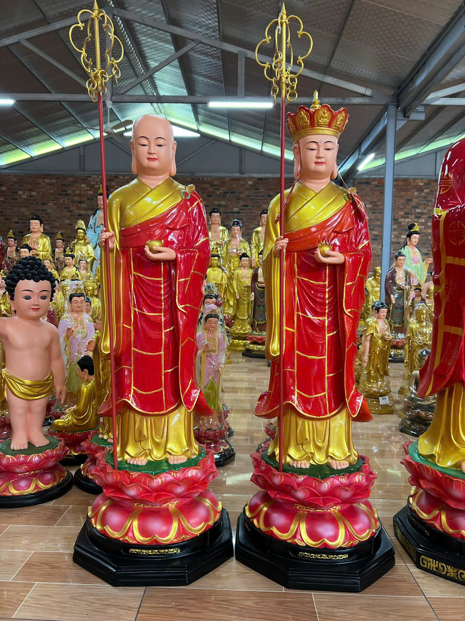 Tôn tượng Địa Tạng- Mục Kiền Liên, cao 105cm
